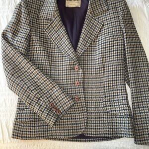 Vintage Jaeger Houndstooth Blazer - 100% Wool